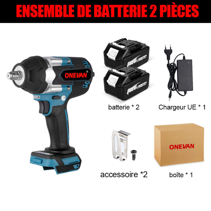 Clé à Chocs Sans Fil Brushless électrique, 1800Nm 1/2 Pouces, Boulonneuse A Choc Convient Pour Batterie 18V Makita - Avec 2 Batteries 14 Clé à Chocs Sans Fil Brushless électrique, 1800Nm 1/2 Pouces, Boulonneuse A Choc Convient Pour Batterie 18V Makita - Avec 2 Batteries -Outils Électriques