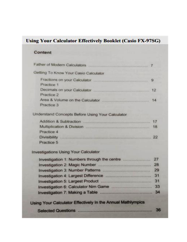 Mathlymics Using your Calculator Effectively
