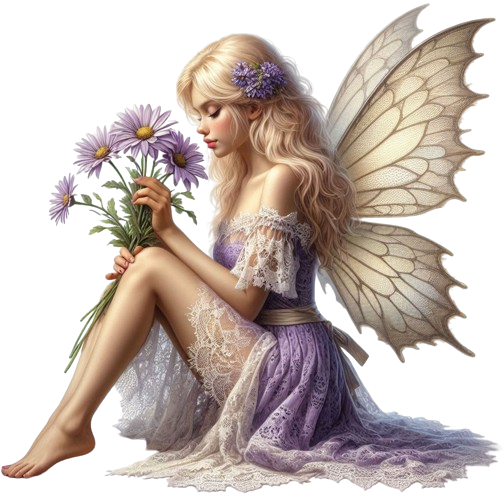 Fairy&PurpleDaisies1AImadeByLoriM2-24