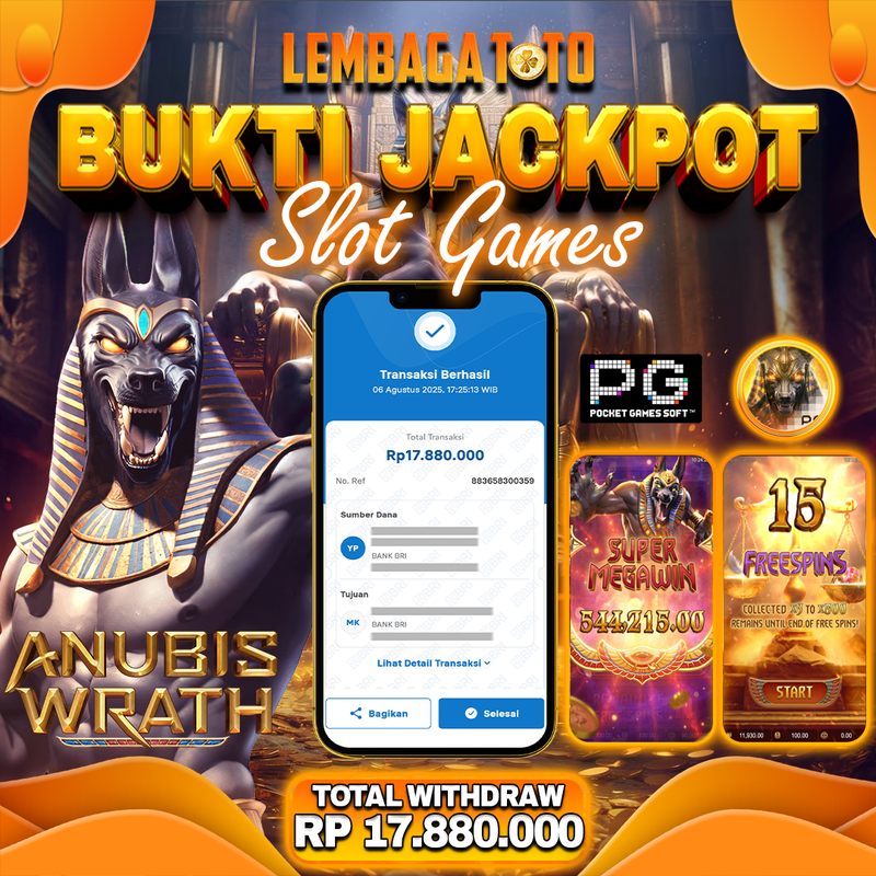 BUKTI JACKPOT 07 AGUSTUS LEMBAGATOTO ANUBIS WRATH Rp.11.000.000,- LUNAS