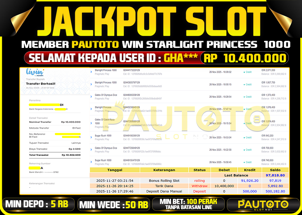 BUKTI JACKPOT LUNAS PAUTOTO