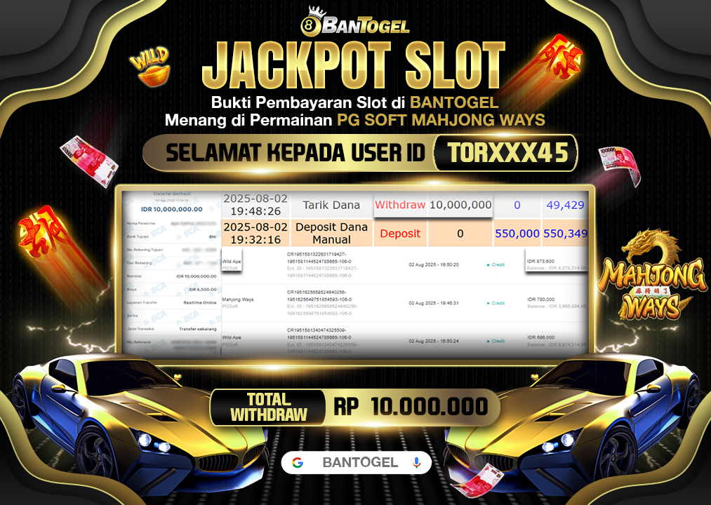 BUKTI JACKPOT LUNAS BANTOGEL
