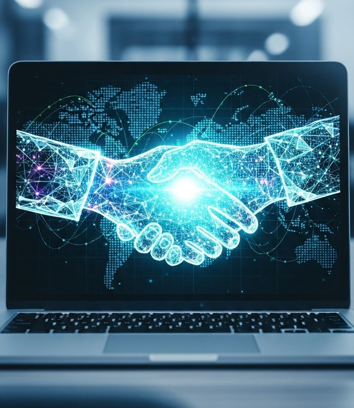 Contact us visual - a person working with a laptop.