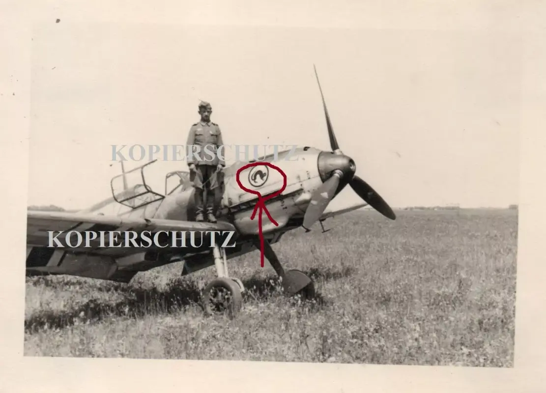 z13- Frankreich 1940 Flugzeug Plane Me 109 Jäger Kennung Me109 Emblem Katze