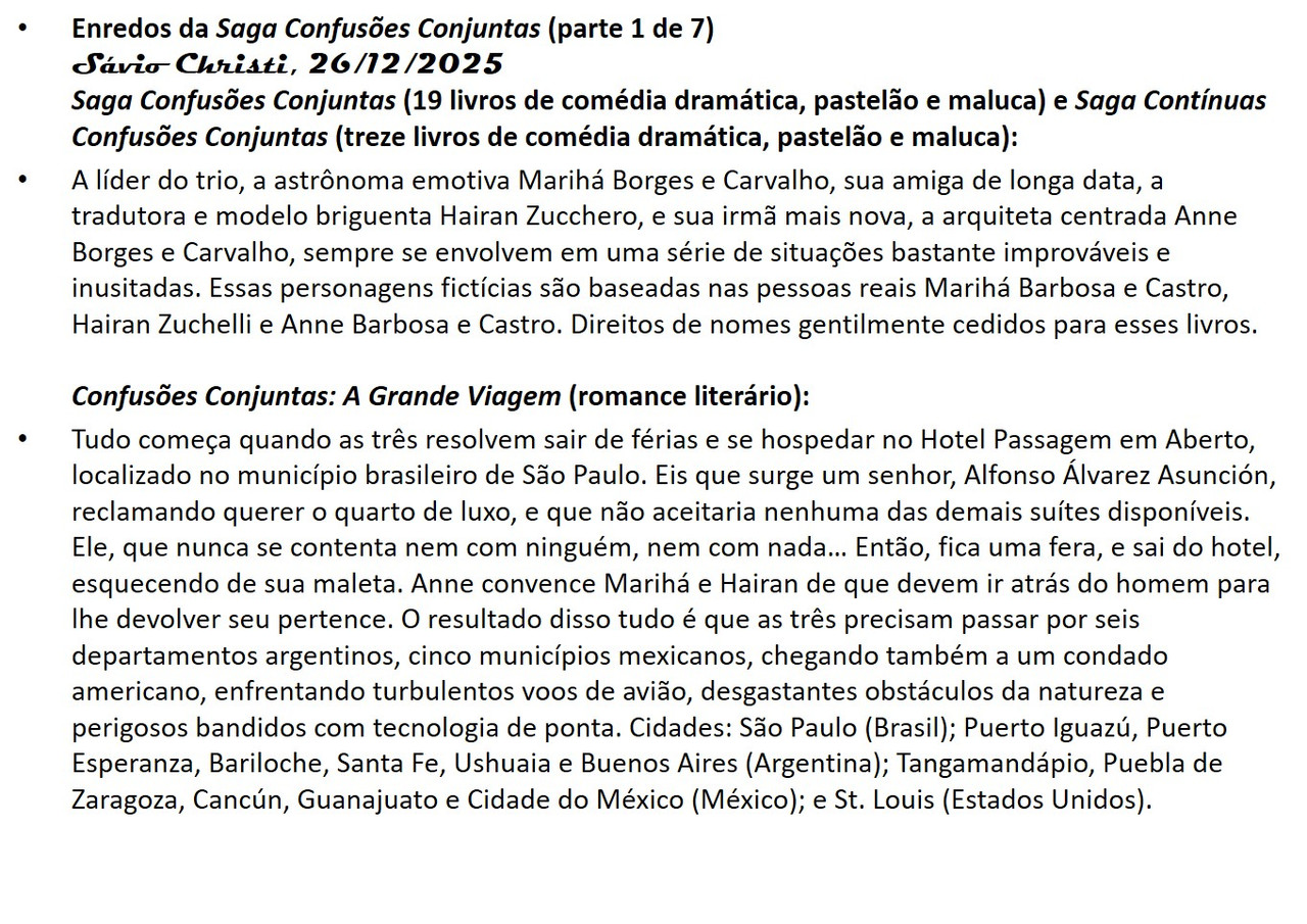 17 Enredos da Saga Confusões Conjuntas e da Saga Contínuas Confusões Conjuntas (parte 1 de 7)