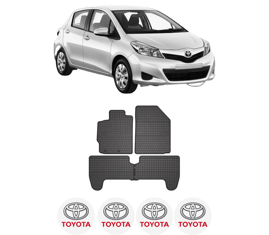 Set covorase presuri TOYOTA YARIS (_P13_) din 2010-2020, auto, din cauciuc thermoplastic, 4 Stickere auto cu TOYOTA