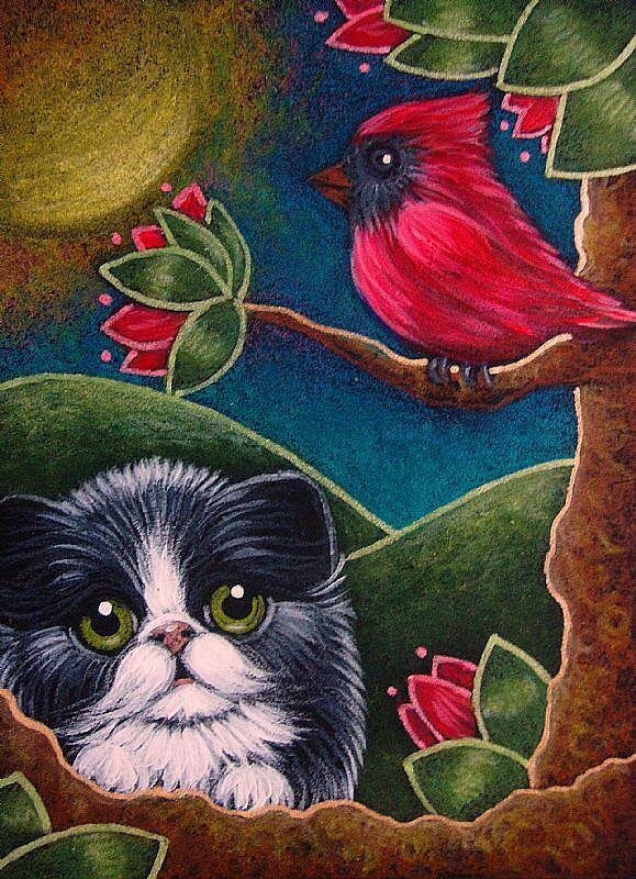 02-A-TUXEDO-KITTEN-CAT-MET-A-CARDINAL-BIRD-IN-MY-GARDENjpg