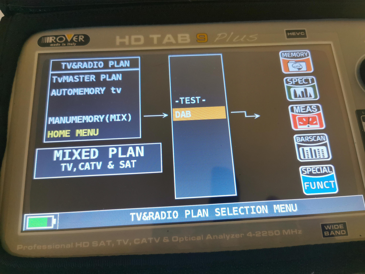 plan seledtion menu dab