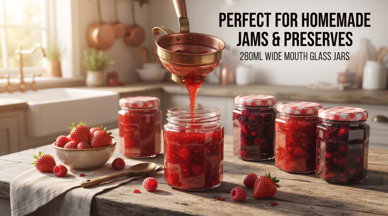 Homemade Preserves and Jam Jars Display