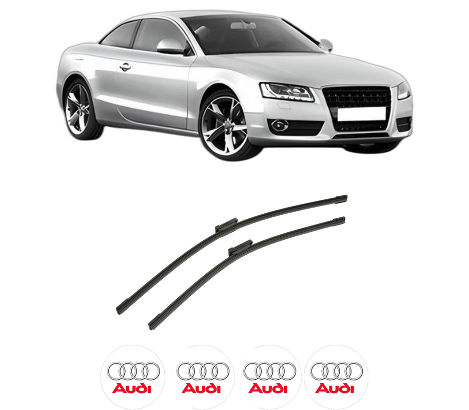 Set stergatoare auto AUDI A5 (8T3) din 2007-2017, pentru parbriz auto, 2 bucati, Bosch Aerotwin, din cauciuc siliconat rezistent, 4 Stickere Auto AUDI