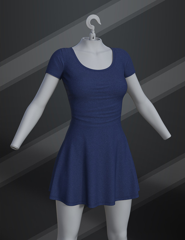 dForce SU Short Sleeve Dress for Genesis 9, 8.1, and 8 Female
