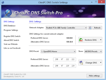 ChrisPC DNS Switch Pro 4.50
