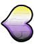 A sideways heart resembling the nonbinary pride flag pointing left.