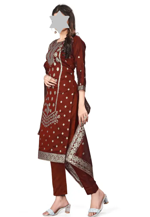 Designer Art Silk Unstitched Suit Material Beautiful Party wear Woven banarasi suit material For Women Kurta Set With Dupatta for Ladies Color 7 (R119)