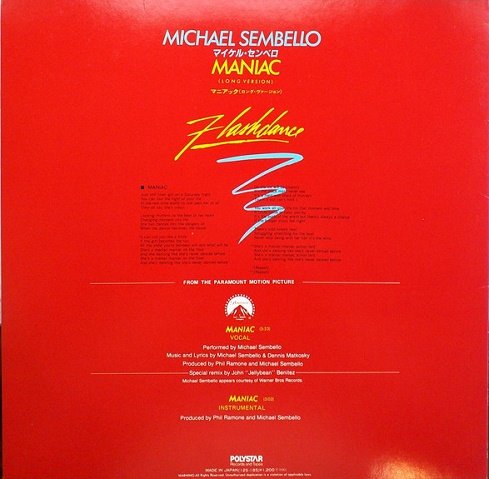 Michael Sembello - Maniac (1983) [12", 45 RPM, Single | Vinyl Rip 1/5.64] DSD | DSF + MP3
