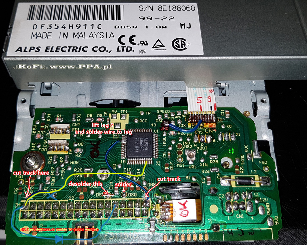 ALPS DF354H911C PC Floppy Drive Fix to Amiga 3