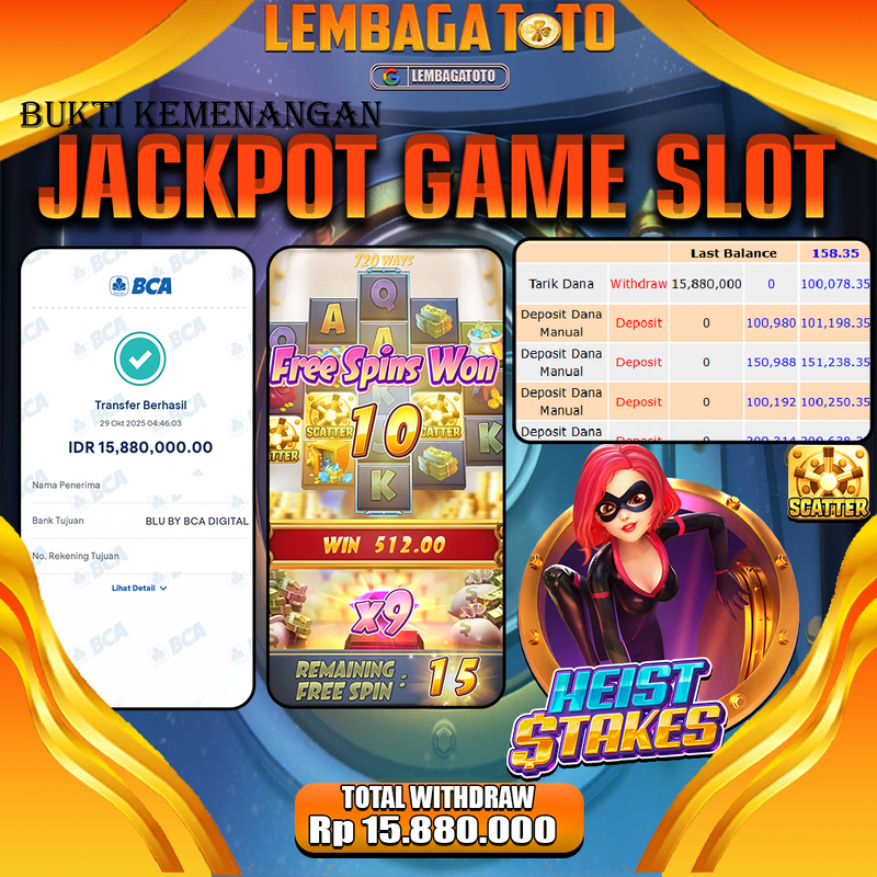 BUKTI JACKPOT 30 OCTOBER LEMBAGATOTO HEIST STAKES Rp.15.880.000,- LUNAS