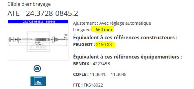 Référence câble d'embrayage 1