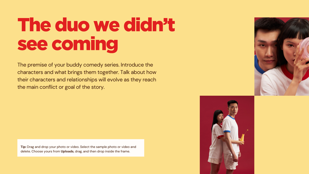 TV and Film Series Bible Presentation in Red Yellow Bold Typographic Style