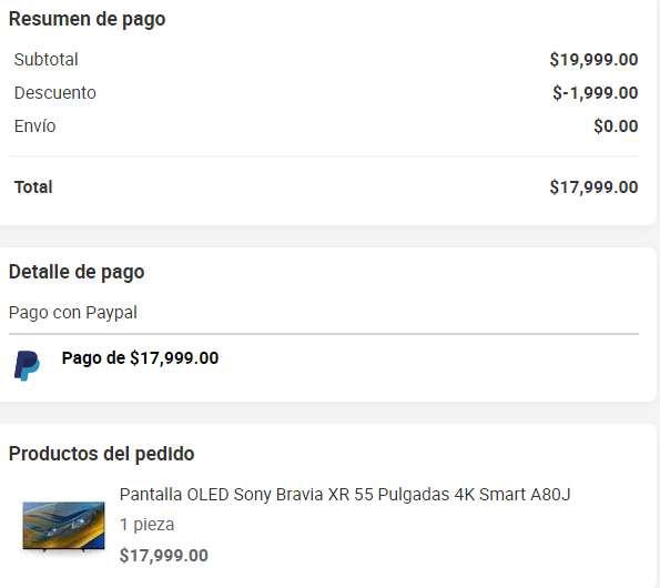 ELEKTRA: Pantalla Sony A80J OLED HDMI 2.1 con paypal y hsbc 
