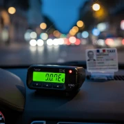 Taximètre officiel affichant les tarifs réglementés des taxis en France