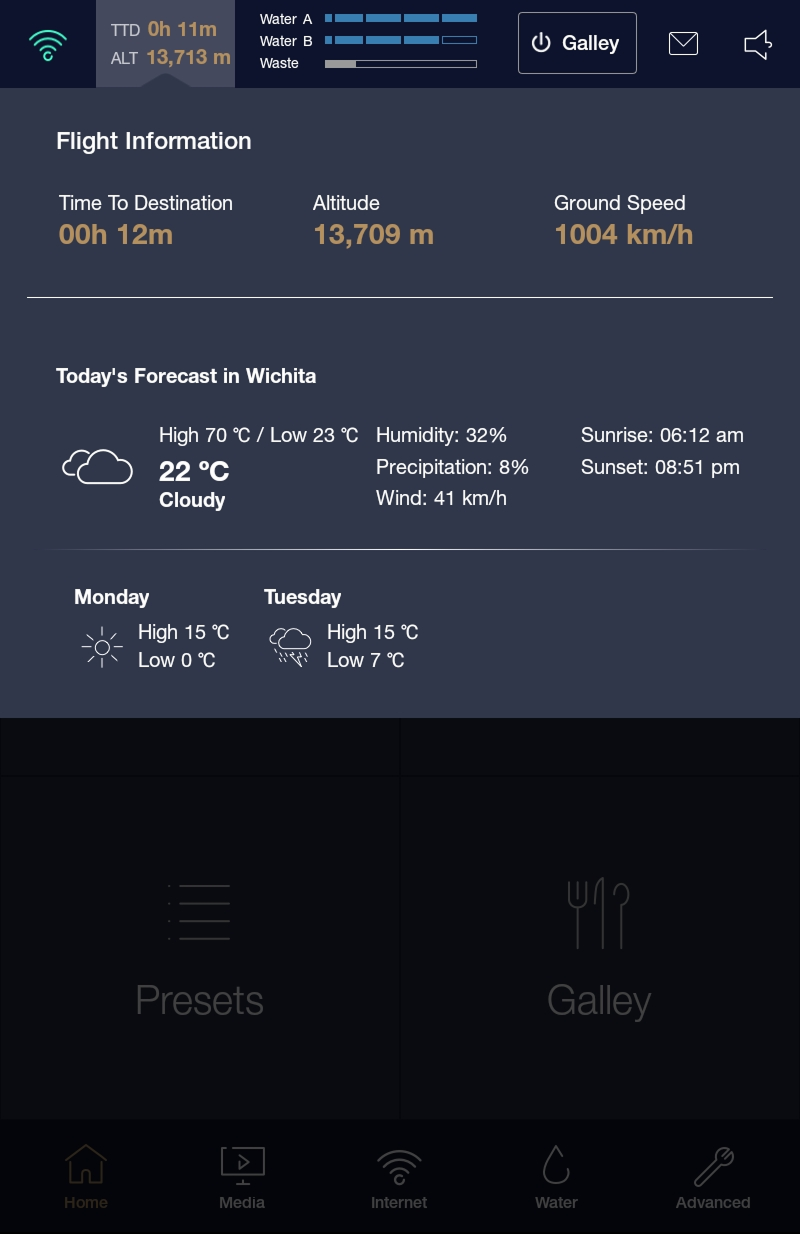 GTS Destination Weather & Internet