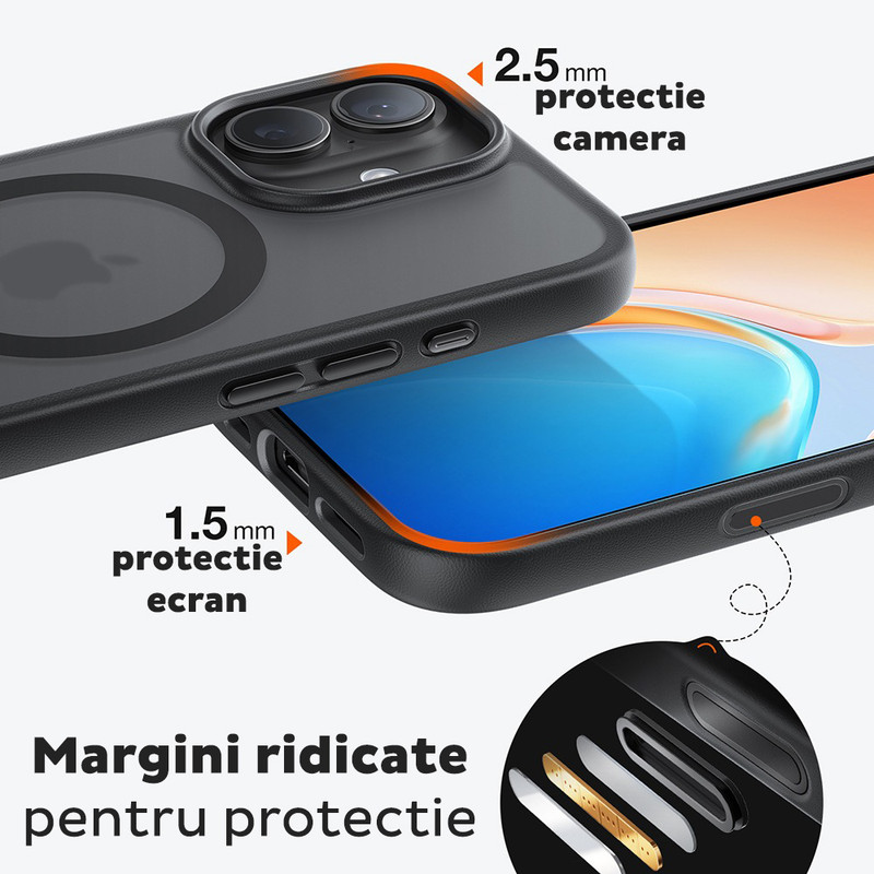 Husa pentru iPhone 17 Torras Guardian Magnetic Series, Incarcare wireless, Calitate premium, Negru imgi 379 2479657