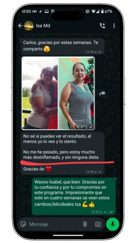 Transformación de Isabel - Menos Inflamación