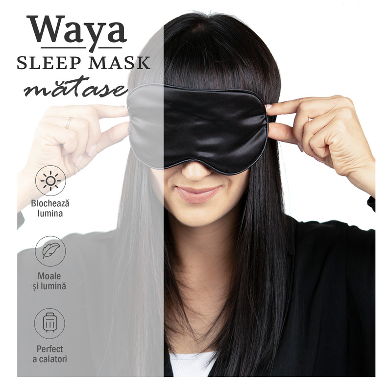 Masca de Dormit, cu Reglementare, WAYA Sleep Mask, Curea Elastica, Culoare  Negru - eMAG.ro