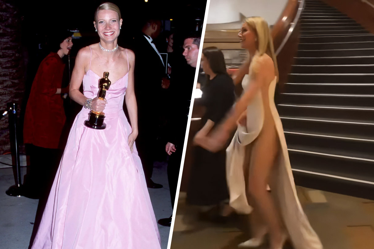 A Look Back At Gwyneth Paltrow's Past Oscars Looks Going Back To 1999 After This Year's Awkward Wardrobe Malfunction