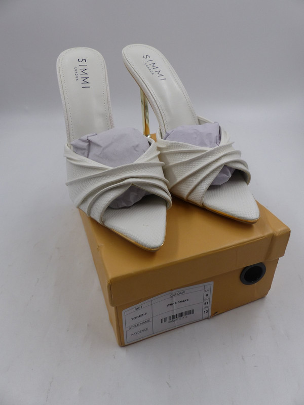 KAYDENCE WHITE FAUX SNAKE PEEP TOE STILETTO MULES US 10 EUR 41