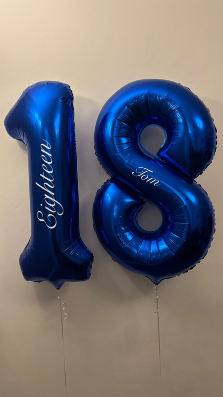 Foil number balloons for an 18th birthday