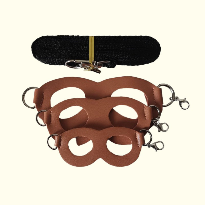 2-Pack dark brown Small Mammal Harness Set – 6 Pcs (S/M/L ×2) + 2×1.5m Leashes for Secure Outdoor Handling