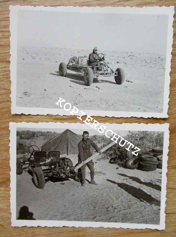 2 alte Fotos DAK Afrikakorps  VW Kübelwagen Typ 82  Strand - Buggy !!! (2)