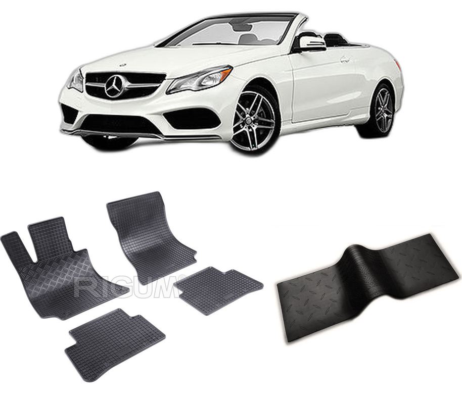 Set covorase auto MERCEDES E-CLASS W212 din 02.2009-11.2016, cu covoras tunel median, CAROSERIE COUPE, Presuri cauciuc 100%, compatibil cu autoturismul MERCEDES E-CLASS W212, Rigum