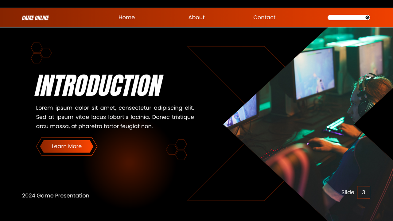 Orange and Black Gradient Bold Game Presentation