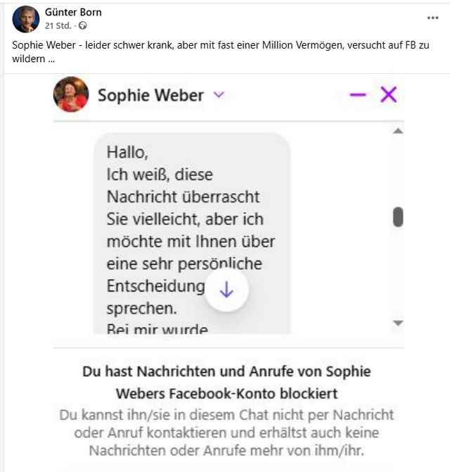 Betrugsmeldung von mir auf Facebook