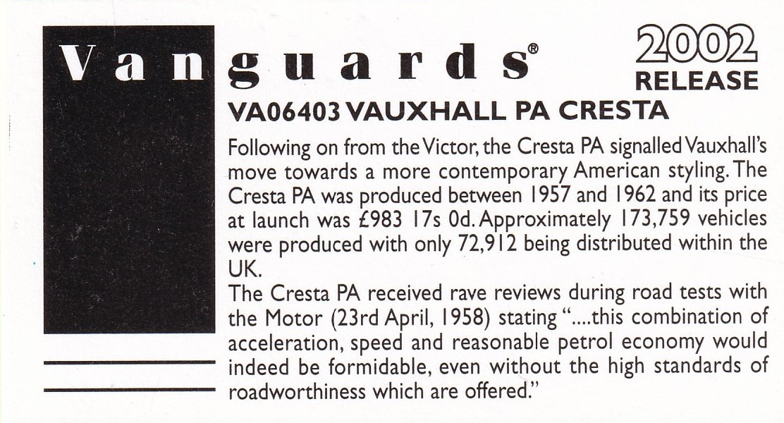 2002 VA06403 Vauxhall PA Cresta Back