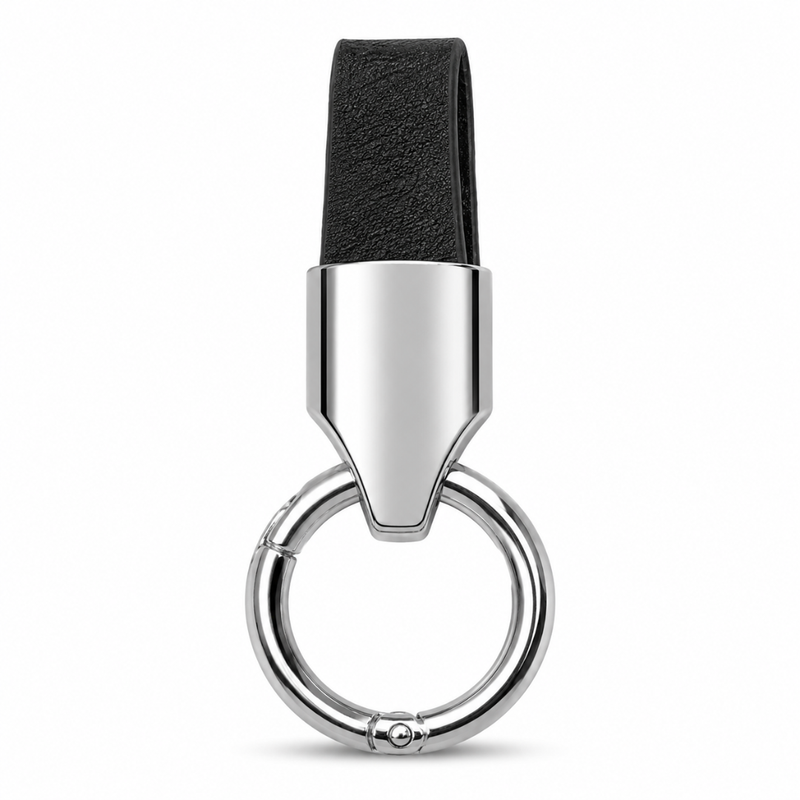 Leather Strap Metal Keychain (black)