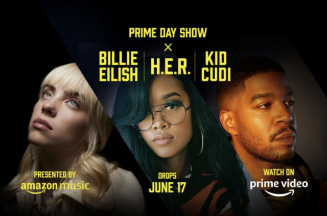 amazon prime day sales, amazon, concert, amazon prime day concert, bilie eilish, H.E.R., Kid Cudi