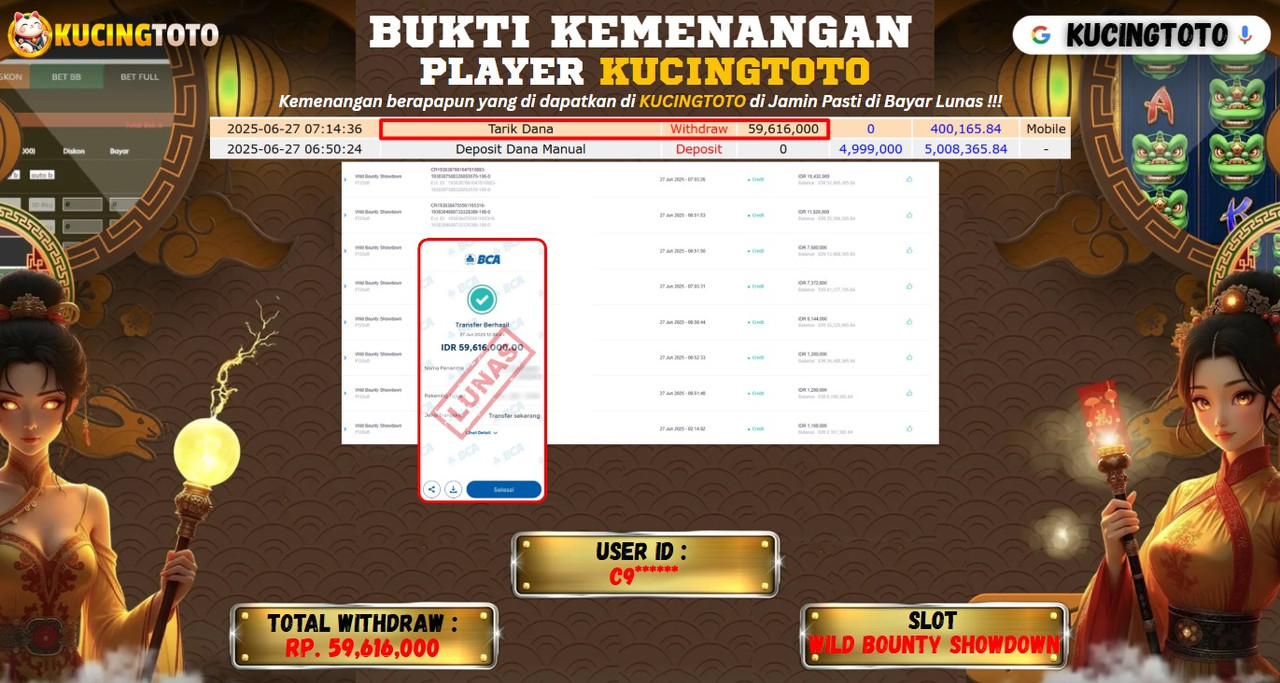 KUCINGTOTO JACKPOT SLOT WILD BOUNTY SHOWDOWN RP.59.616.000.,- LUNAS