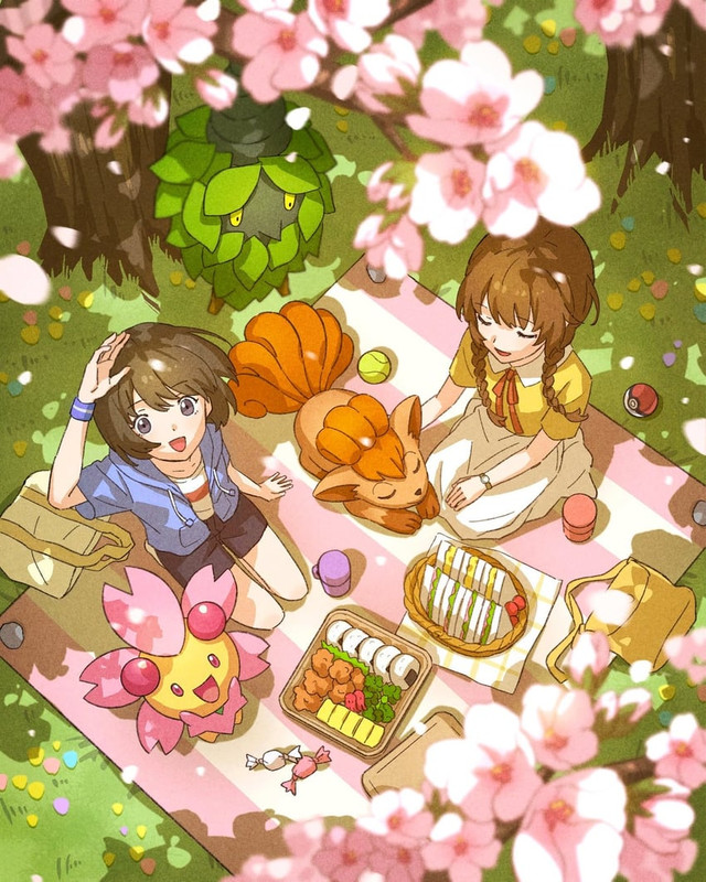 vulpix-cherrim-and-burmy-pokemon-drawn-b