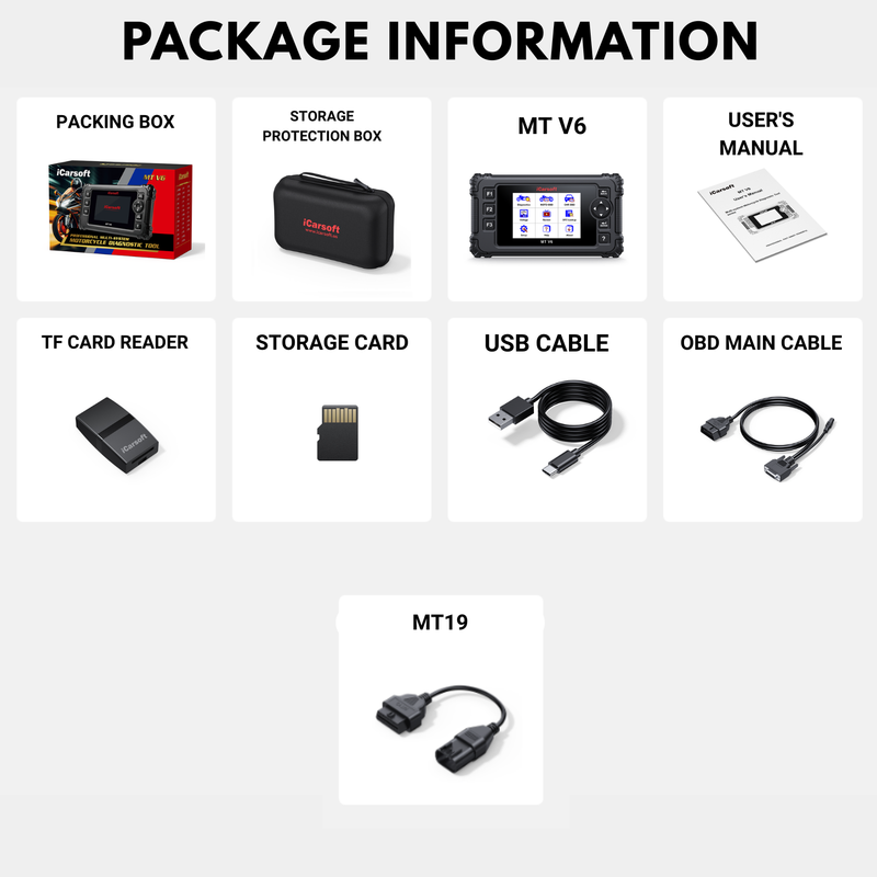 Storage-protection-box-MT-V6-User-s-Manual-TF-Card-Reader-Storage-Card-USB-Cable-OBD-Main-Cable