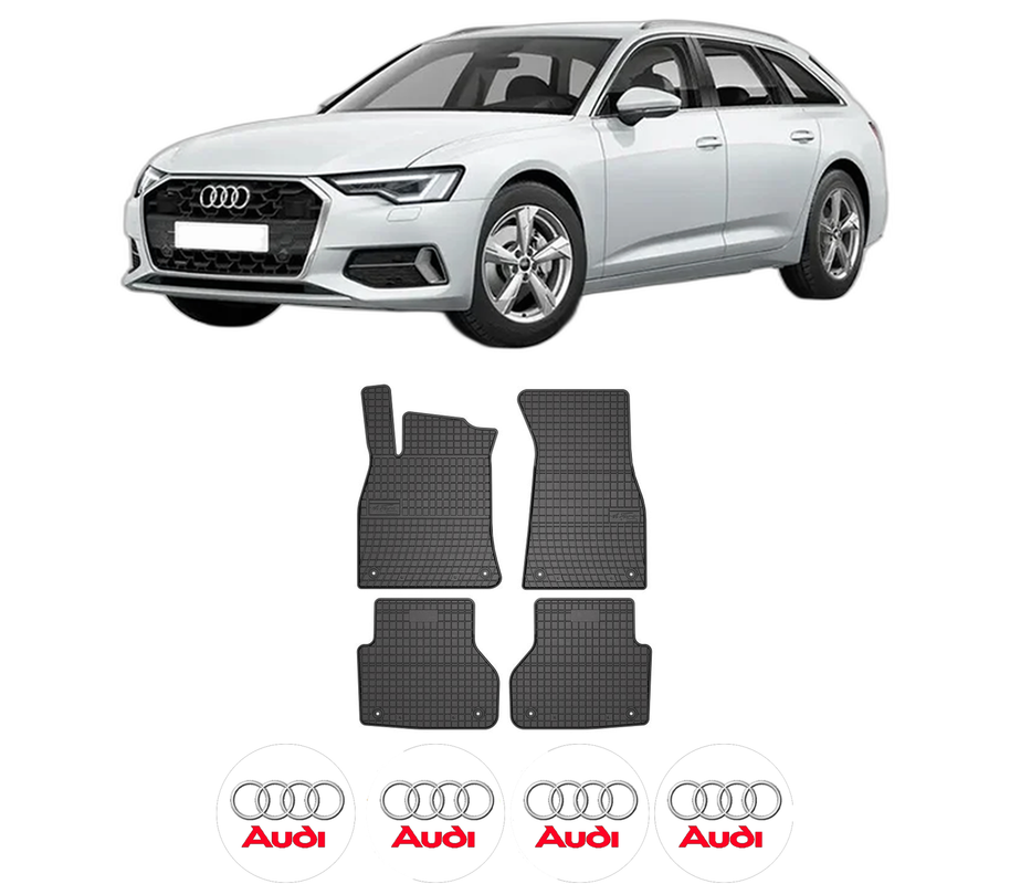 Set covorase presuri AUDI A6 C8 (4A2) din 2018-2021, auto, din cauciuc thermoplastic, 4 Stickere auto cu AUDI