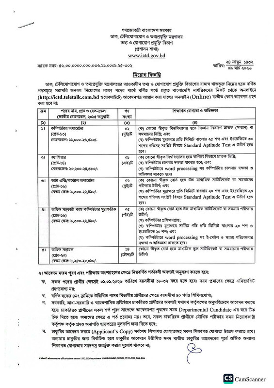 ICT Division Job Circular 2026 Page 1