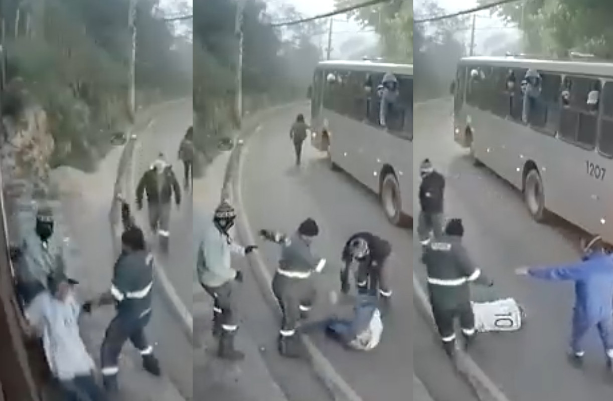 Hombres salvan a una mujer de asaltante, bajaron del camión en el que viajaban