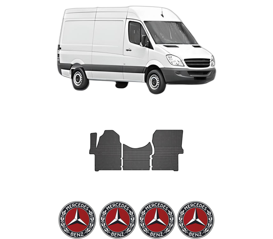 Set covorase presuri MERCEDES-BENZ SPRINTER 3,5-t Van (B906) din 2006-2018, auto, din cauciuc thermoplastic, 4 Stickere auto cu MERCEDES-BENZ