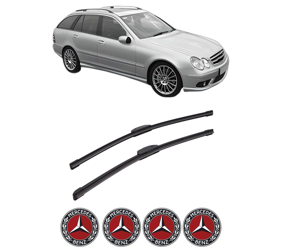 Set stergatoare auto MERCEDES-BENZ C-CLASS T-Model (S203) din 2001-2007, pentru parbriz auto, 2 bucati, Bosch Aerotwin Retrofit, din cauciuc siliconat rezistent, 4 Stickere Auto MERCEDES-BENZ