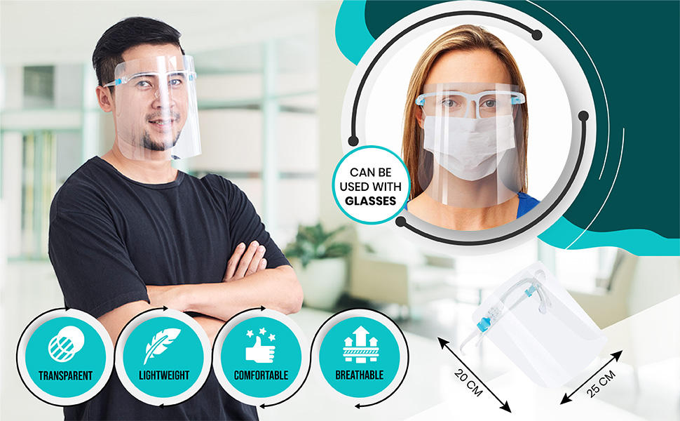 CLEAR FULL FACE SHIELD GLASSES FRAME VISOR MEDICAL DENTAL PROTECTION