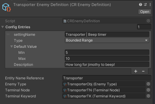 Enemy Definition ScriptableObject